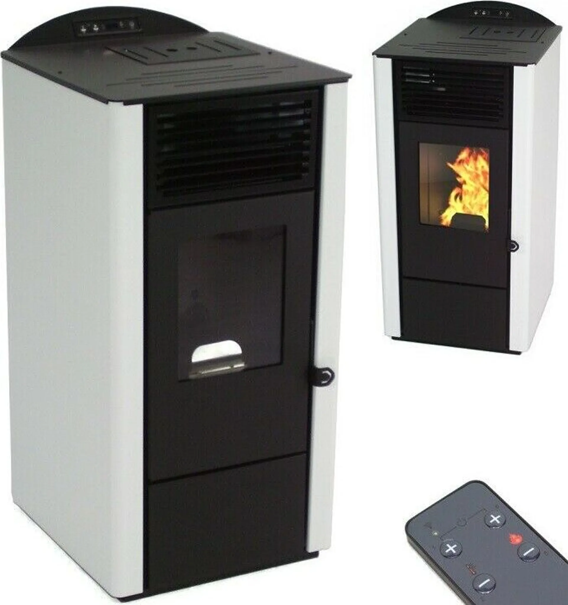 Stufa a pellet da 9,5 kW, caminetto a pellet, stufa a pellet A+, stufa a legna bianca