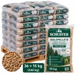 PELLETS DI LEGNO SCHUSTER ENPLUS A1 – (36 SACCHI × 15 KG) = 540 KG